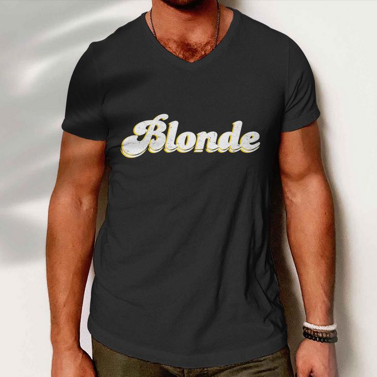 Vintage Blonde Logo Men V-Neck Tshirt