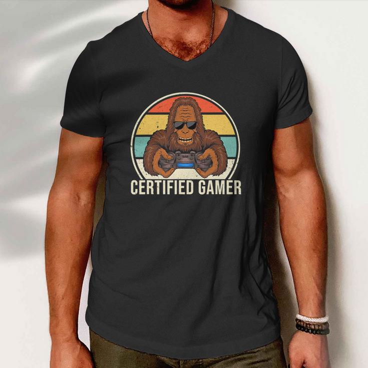 Vintage Certified Gamer Funny Retro Video Game Men V-Neck Tshirt