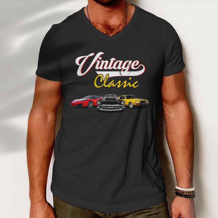 Vintage Classic Oldies Cars Tshirt Men V-Neck Tshirt