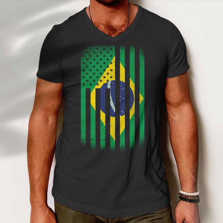 Vintage Flag Of Brazil Tshirt Men V-Neck Tshirt