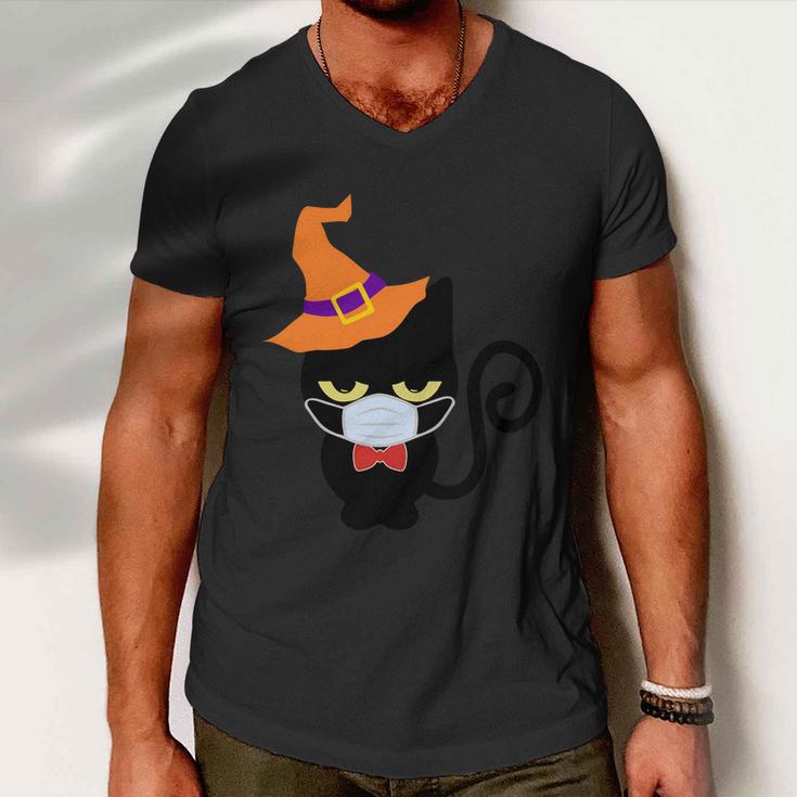 Vintage Halloween Witch Cat With Halloween Quote Men V-Neck Tshirt