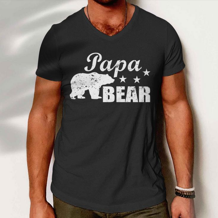 Vintage Papa Bear Tshirt Men V-Neck Tshirt