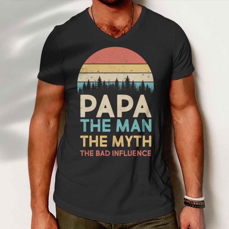 Vintage Papa Man Myth The Bad Influence Tshirt Men V-Neck Tshirt