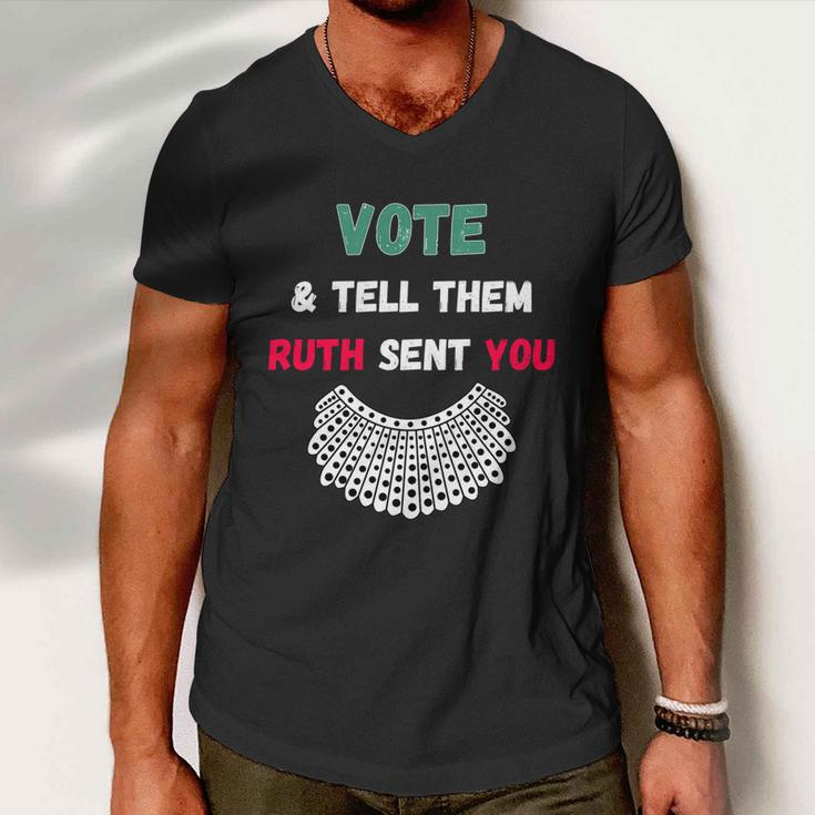 Vote Tell Them Ruth Sent You Dissent Rbg Vote V3 Men V-Neck Tshirt