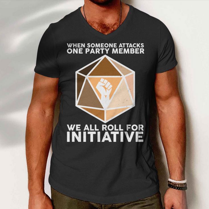 We All Roll For Initiative Dnd Dice Blm Men V-Neck Tshirt