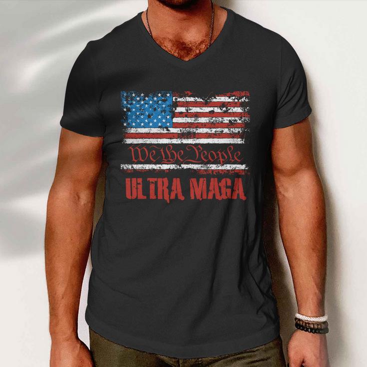 We The People Ultra Maga King Vintage Usa Flag Pride Men V-Neck Tshirt