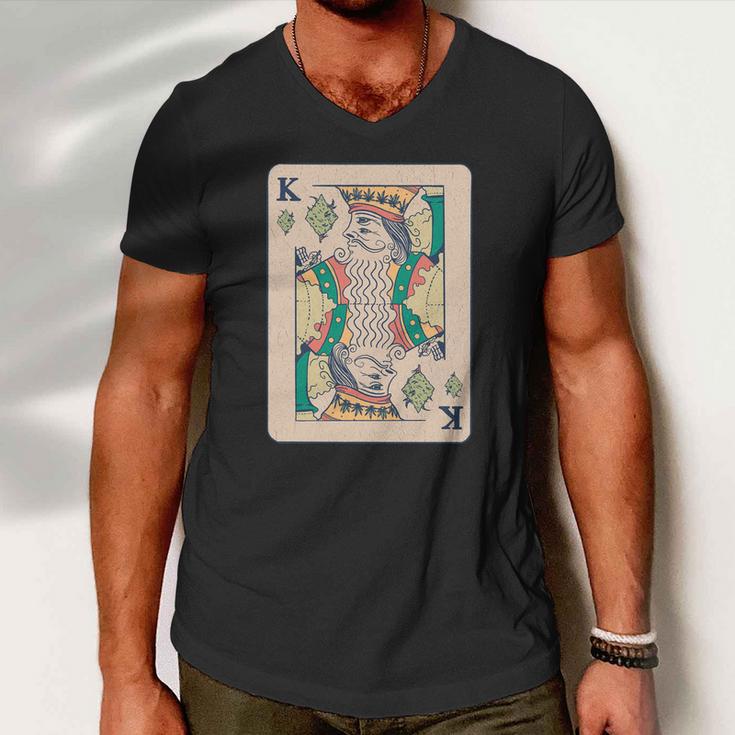 Weed King Poker Card Men V-Neck Tshirt