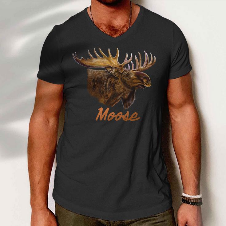 Wildlife - Moose Head Portrait Tshirt Men V-Neck Tshirt