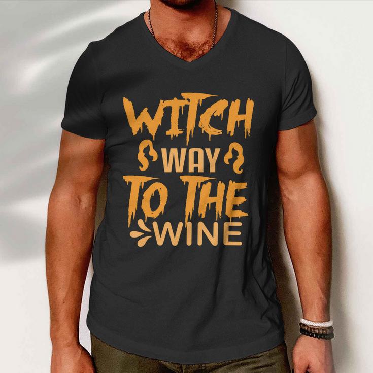 Witch Way To The Wine Halloween Quote Men V-Neck Tshirt