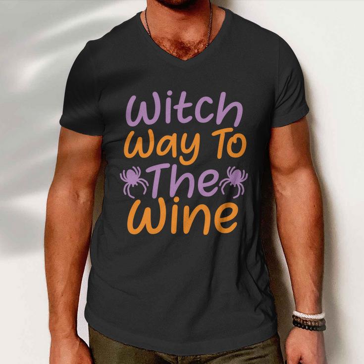 Witch Way To The Wine Halloween Quote V4 Men V-Neck Tshirt