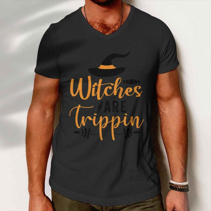 Witches Are Trippin Halloween Quote Men V-Neck Tshirt