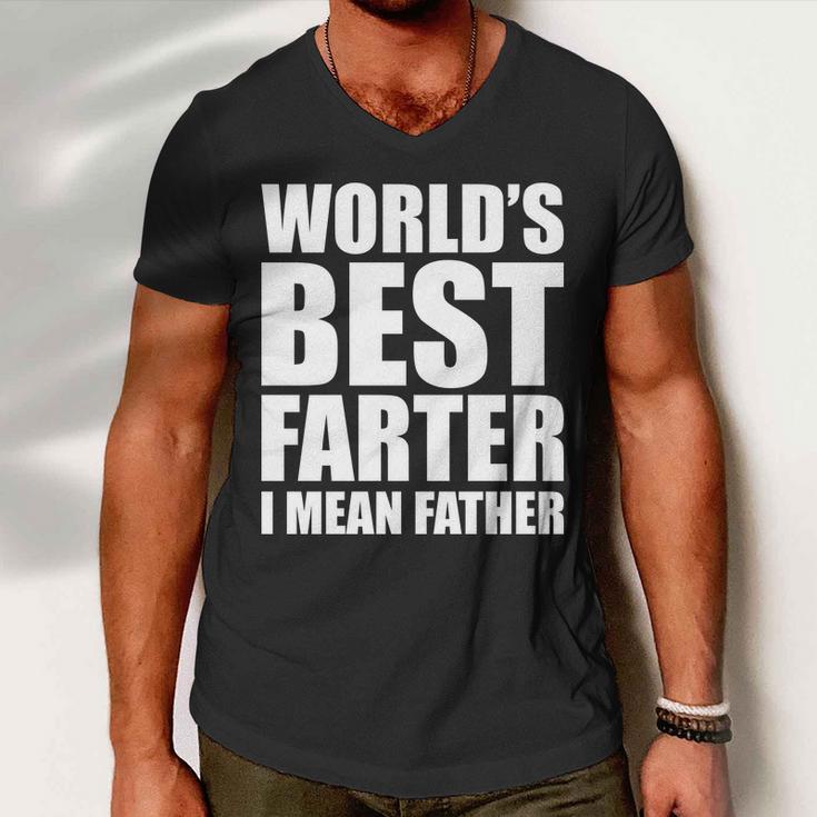 Worlds Best Farter I Mean Father Funny Dad Logo Tshirt Men V-Neck Tshirt