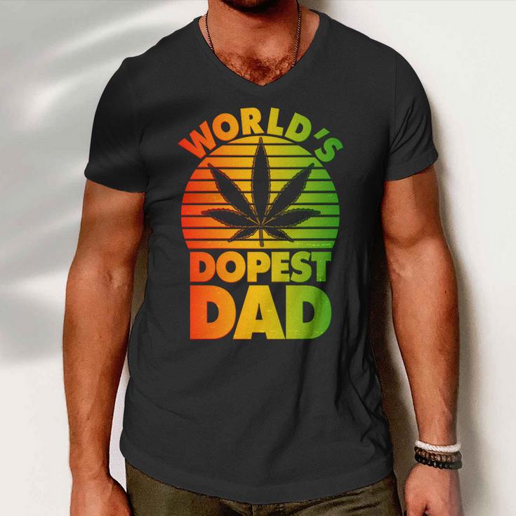 Worlds Dopest Dad Tshirt Men V-Neck Tshirt