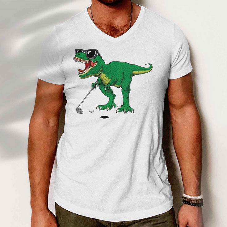 Cuterex Dinosaur Boys Golfing Lover Trex Dino Golf Gifts Men V-Neck Tshirt