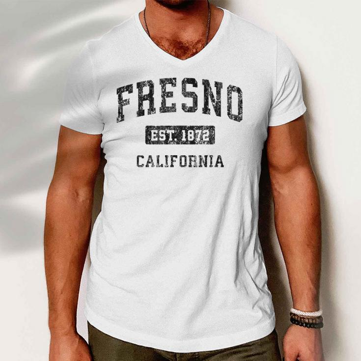 Fresno California Ca Vintage Sports Design Black Design Men V-Neck Tshirt