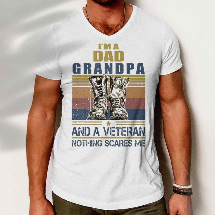 I Am A Dad Grandpa Veteran V2 Men V-Neck Tshirt