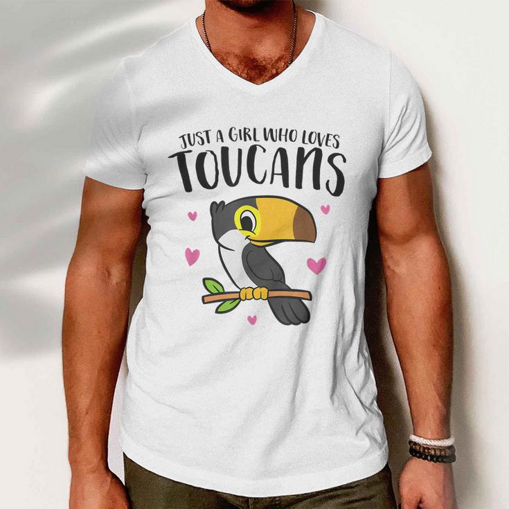 Just A Girl Who Loves Toucans Cute Birds Love Toucan Men V-Neck Tshirt