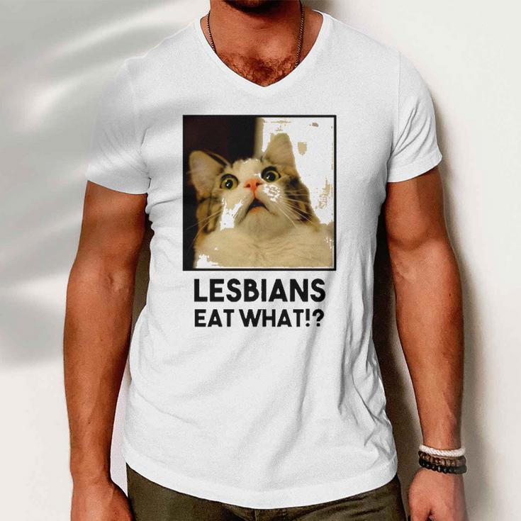 Lesbian Eat What Funny Cat Men V-Neck Tshirt