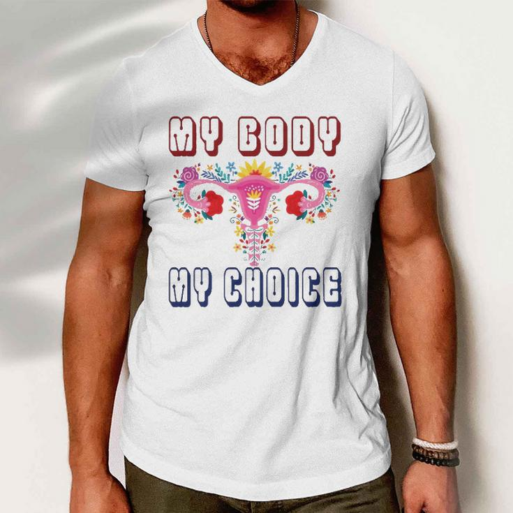 My Body My Choice Pro Roe Floral Uterus Men V-Neck Tshirt