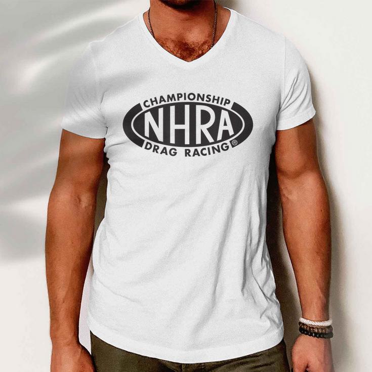 Nhra Championship Drag Racing Black Oval Logo Men V-Neck Tshirt