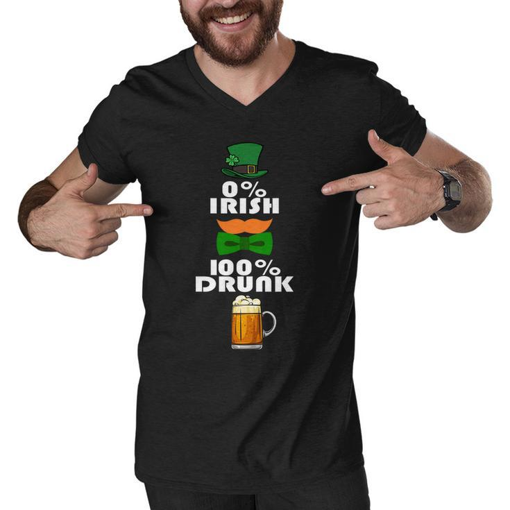 0 Percent Irish 100 Percent Drunk Irish Hipster Graphic Design Printed Casual Daily Basic Men V-Neck Tshirt