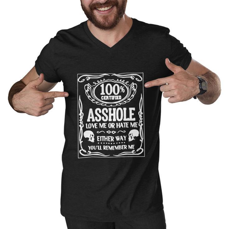 100 Certified Ahole Funny Adult Tshirt Men V-Neck Tshirt