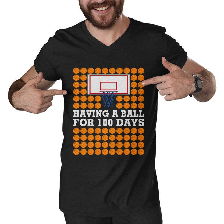 100Th Day Of School Basketball Balls 100 Basket Balls Basketball Hoop Men V-Neck Tshirt