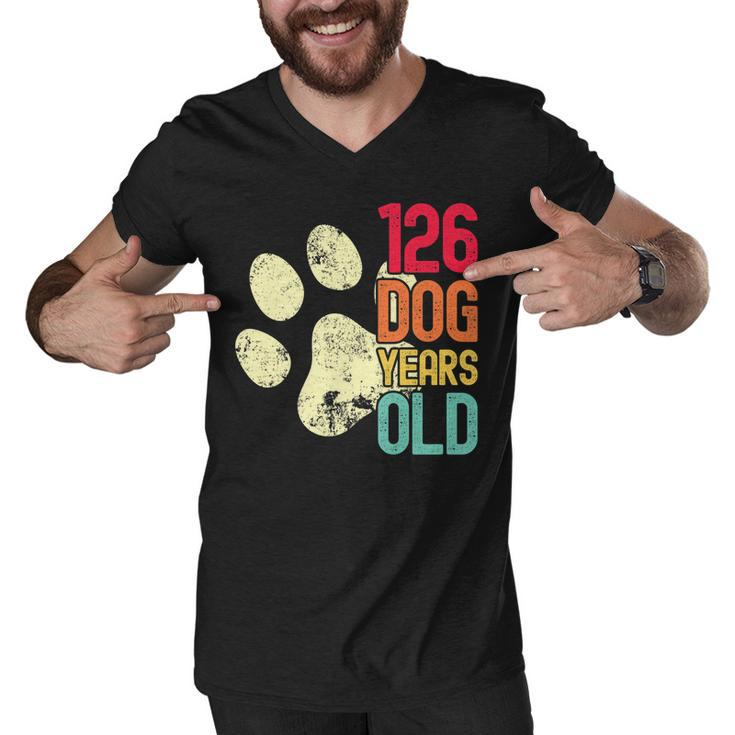 126 Dog Years Old Funny Dog Lovers 18Th Birthday   Men V-Neck Tshirt