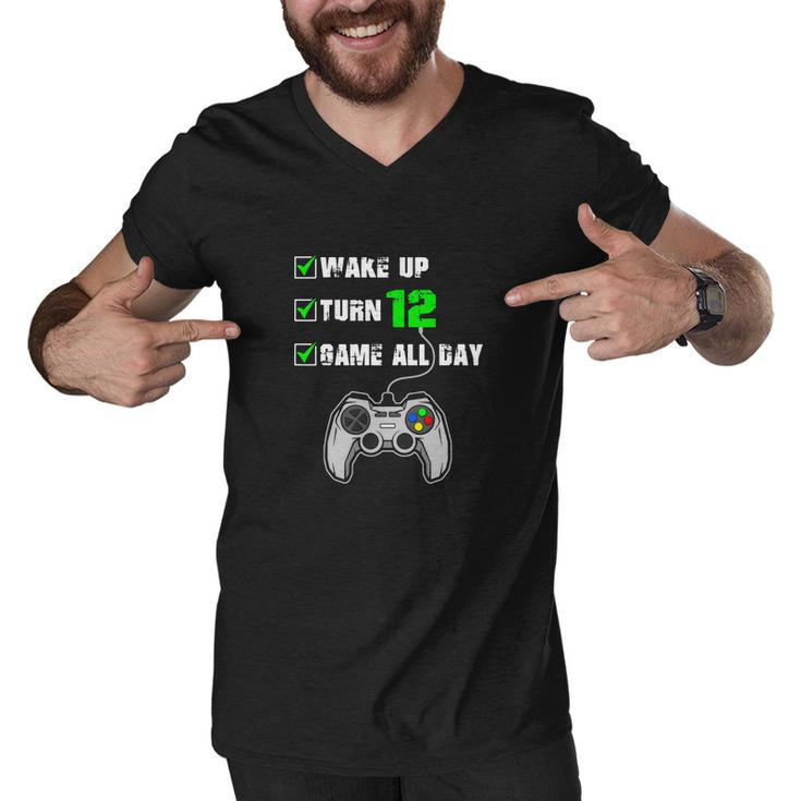 12Th Birthday Gamer Shirt Level 12 Unlocked Gamer Birthday Graphic Design Printed Casual Daily Basic Men V-Neck Tshirt