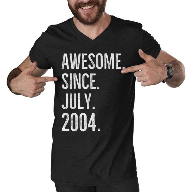 18 Years Old Funny Awesome Since July 2004 18Th Birthday  Men V-Neck Tshirt