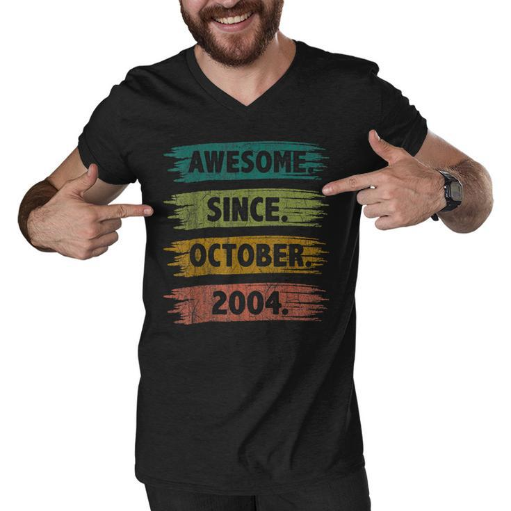 18 Years Old Gifts Awesome Since October 2004 18Th Birthday  V2 Men V-Neck Tshirt