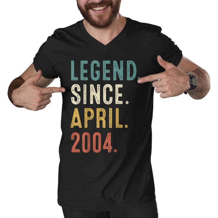 18 Years Old Gifts Legend Since April 2004 18Th Birthday  Men V-Neck Tshirt