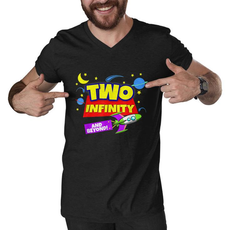 2 Year Old Two Infinity And Beyond 2Nd Birthday Boys Girls Men V-Neck Tshirt