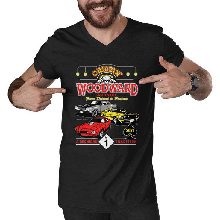 2021 Cruising Woodward Ave Car Cruise Tshirt Men V-Neck Tshirt