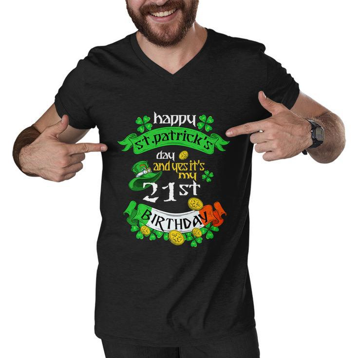 21 Years Old St Patricks Day Its My 21St Birthday Irish Flag Men V-Neck Tshirt