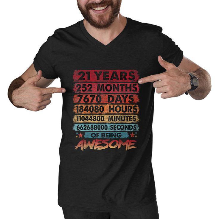 21St Birthday 21 Years Old Vintage Retro 252 Months Birthday Tshirt Men V-Neck Tshirt