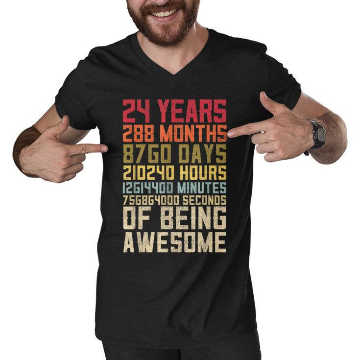 24Th Birthday  For Men Women 24 Years Of Being Awesome  Men V-Neck Tshirt