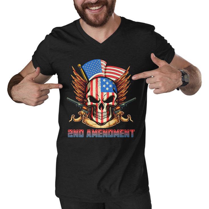 2Nd Amendment Usa Patriotic Skull Men V-Neck Tshirt