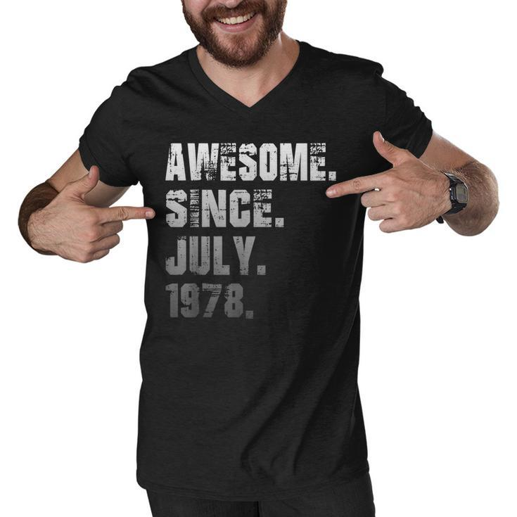 44 Year Old Awesome Since July 1978 Gifts 44Th Birthday  Men V-Neck Tshirt