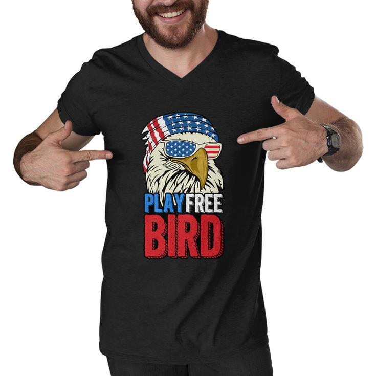 4Th Of July American Flag Bald Eagle Mullet Play Free Bird Gift Men V-Neck Tshirt