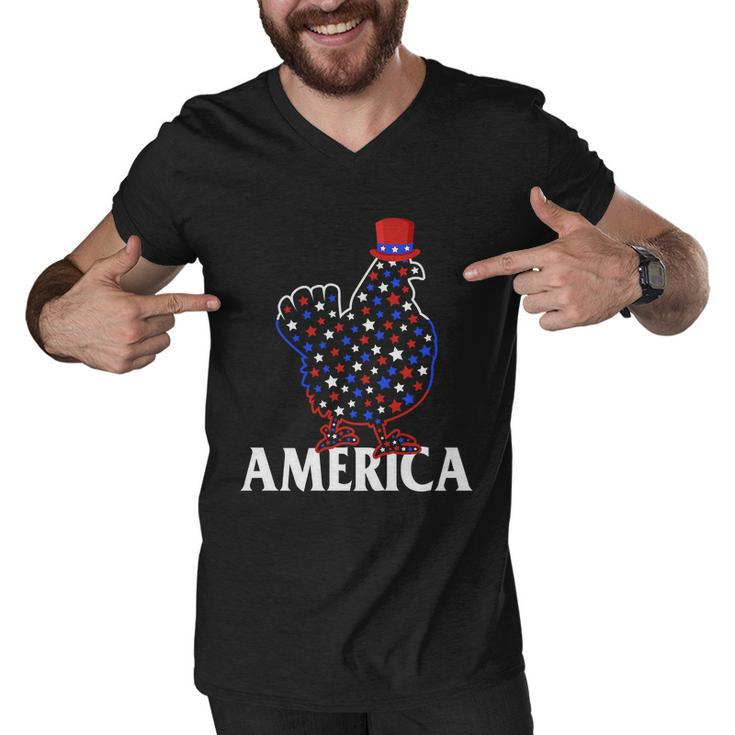 4Th Of July Chicken Love America Proud American Men V-Neck Tshirt