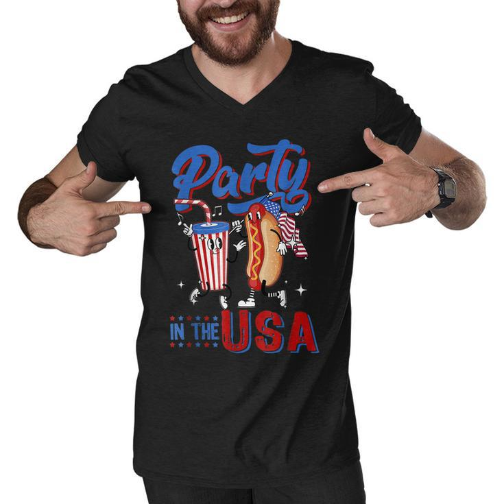 4Th Of July Food Party In The Usa Funny Hot Dog Lover  Men V-Neck Tshirt
