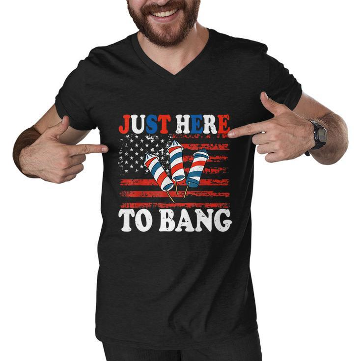 4Th Of July Im Just Here To Bang Fireworks America Flag Men V-Neck Tshirt