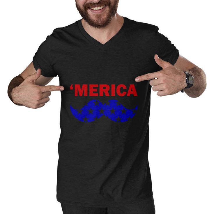 4Th Of July Merica Bearded American Flag Men V-Neck Tshirt