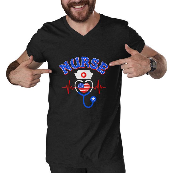 4Th Of July Nursing Stethoscope Men V-Neck Tshirt