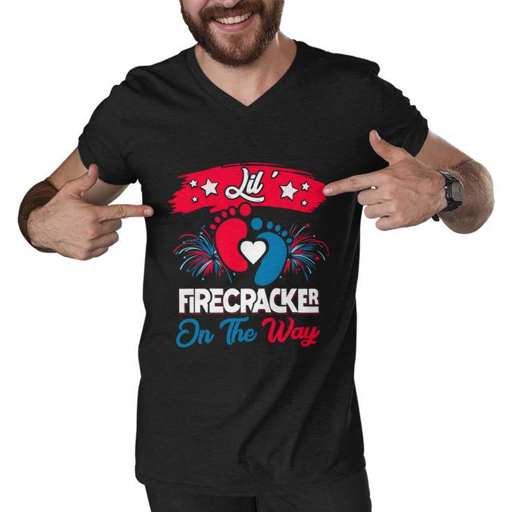 4Th Of July Pregnancy Meaningful Gift Lil Firecracker On The Way Great Gift Men V-Neck Tshirt