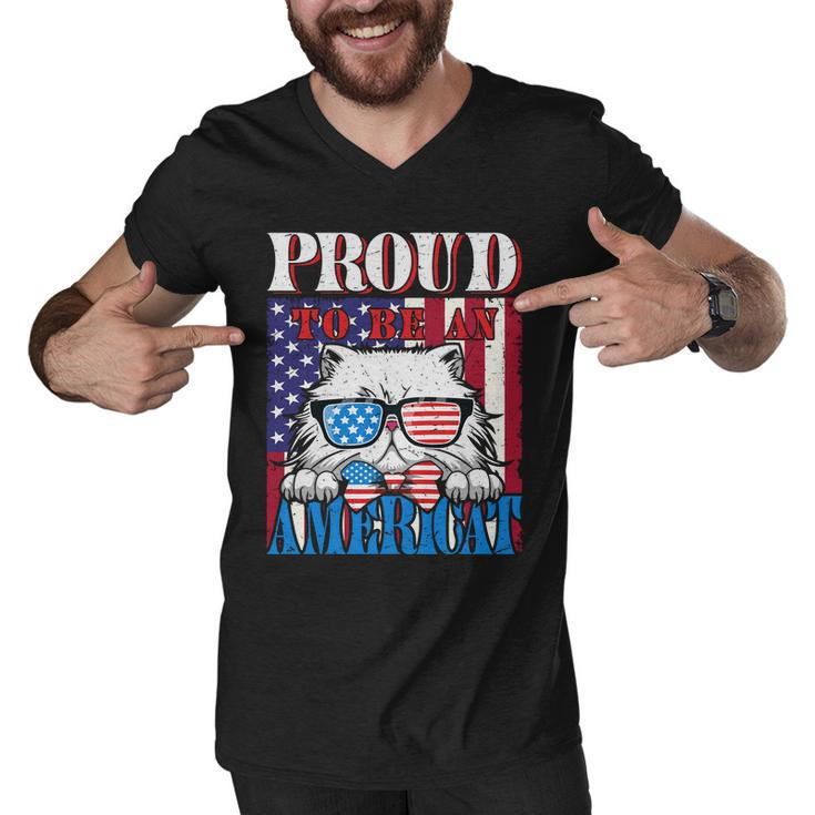 4Th Of July Proud To Be An American Cat Lover Men V-Neck Tshirt