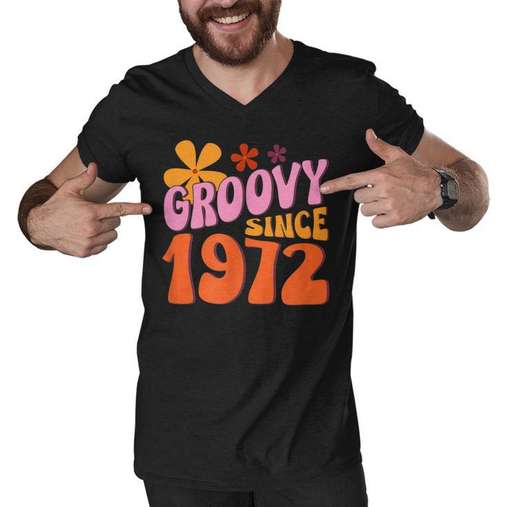 50Th Birthday Groovy Since 1972  Men V-Neck Tshirt
