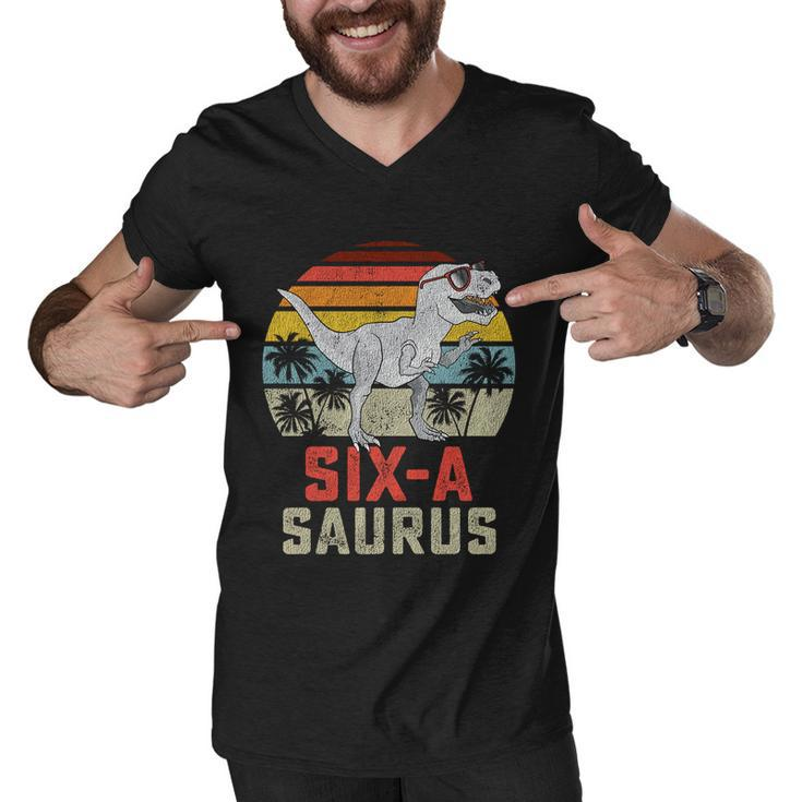 6 Year Old Dinosaur Birthday 6Th T Rex Dino Six Saurus Meaningful Gift Men V-Neck Tshirt