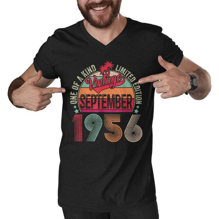 66 Years Old Gifts Vintage September 1956 66Th Birthday  V2 Men V-Neck Tshirt - Thegiftio